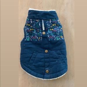 Dog coat with floral pattern & fuzzy liner-size XS